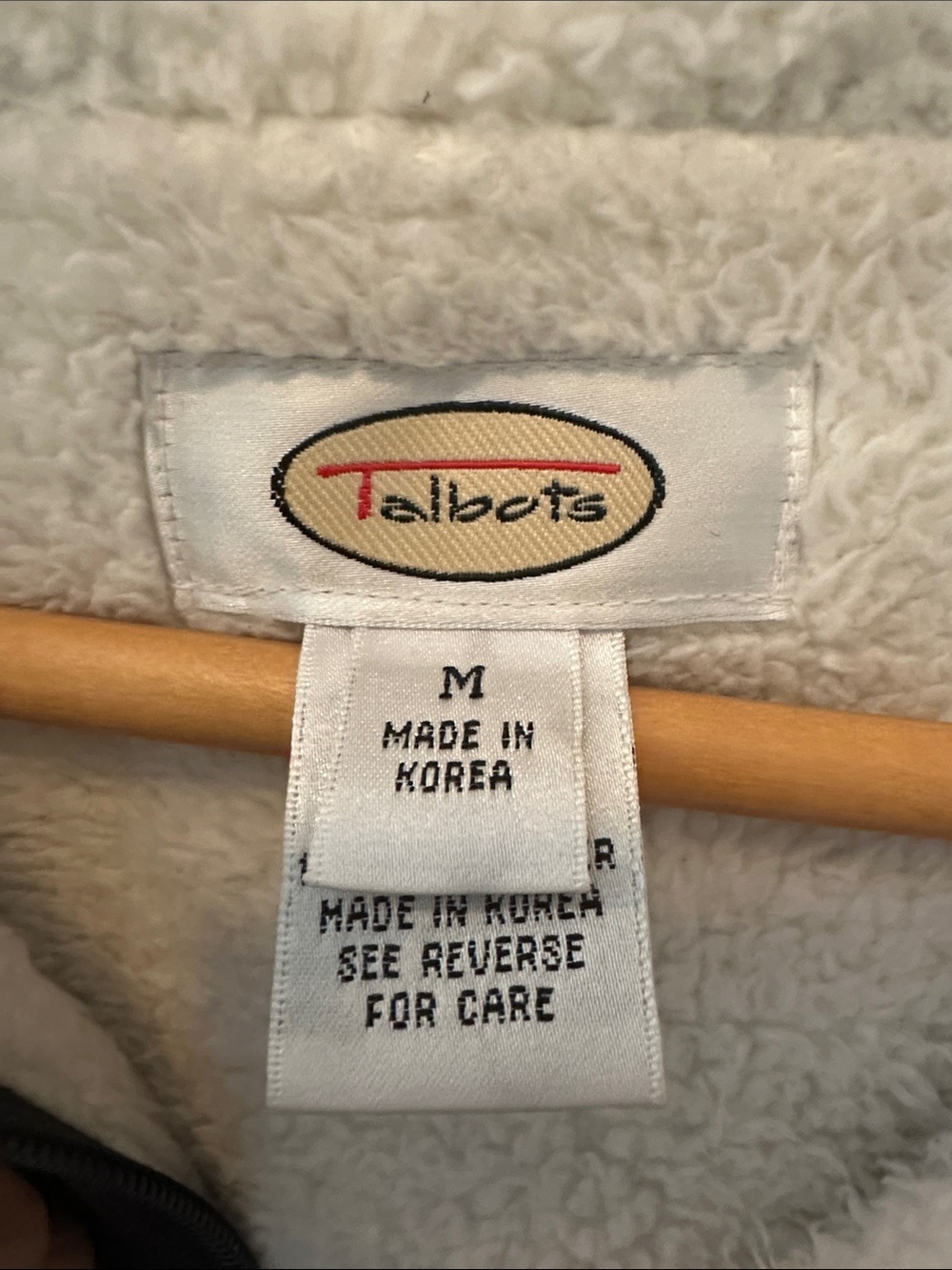Talbots Dark Navy Zip-Up Teddy-Lined Hoodie with Cream Sherpa Hood - Picture 3 of 5